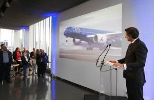 Pierfrancesco Carino, V.P. ITA Airways International Sales, is pictured during a presentation in New York celebrating the launch of the company's summer season with 6 daily flights between Italy and the U.S.A., including New York, Miami, Boston and Los Angeles, on Wednesday, April 27, 2022. ITA Airways is the new Italian national carrier which started its operations in October 2021 and is now offering flights during the summer months to 64 destinations, of which 7 are intercontinental, 23 national and 34 international. (Stuart Ramson/AP Images for ITA Airways)