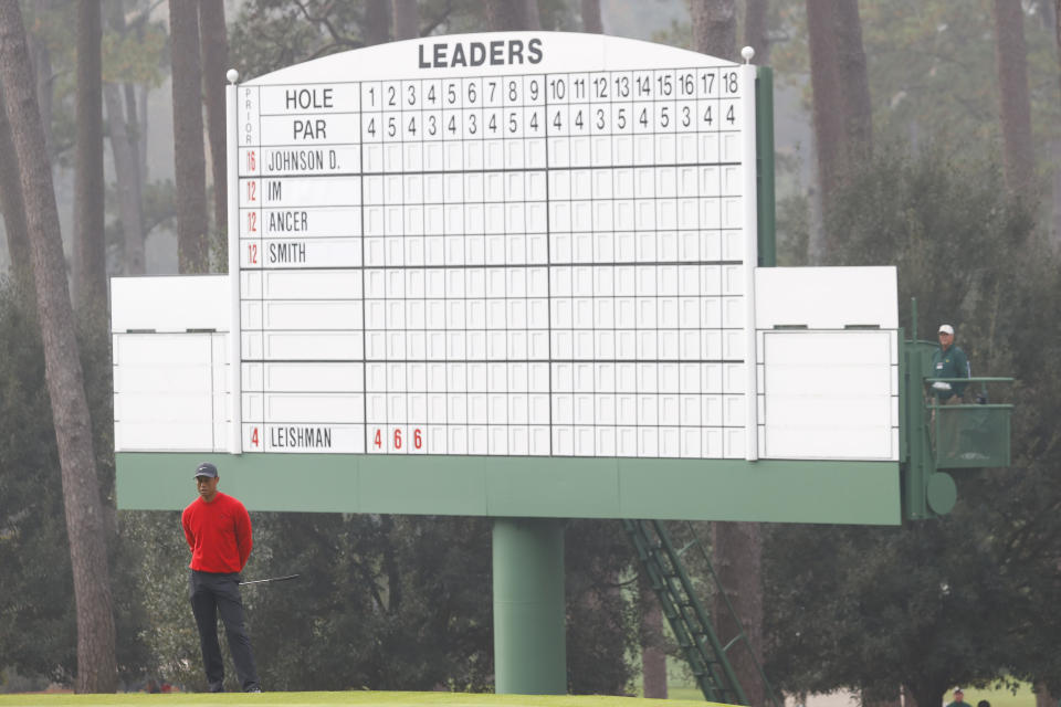 Tiger Woods in 2020, the last time he played in the Masters. (Augusta National via Getty Images)