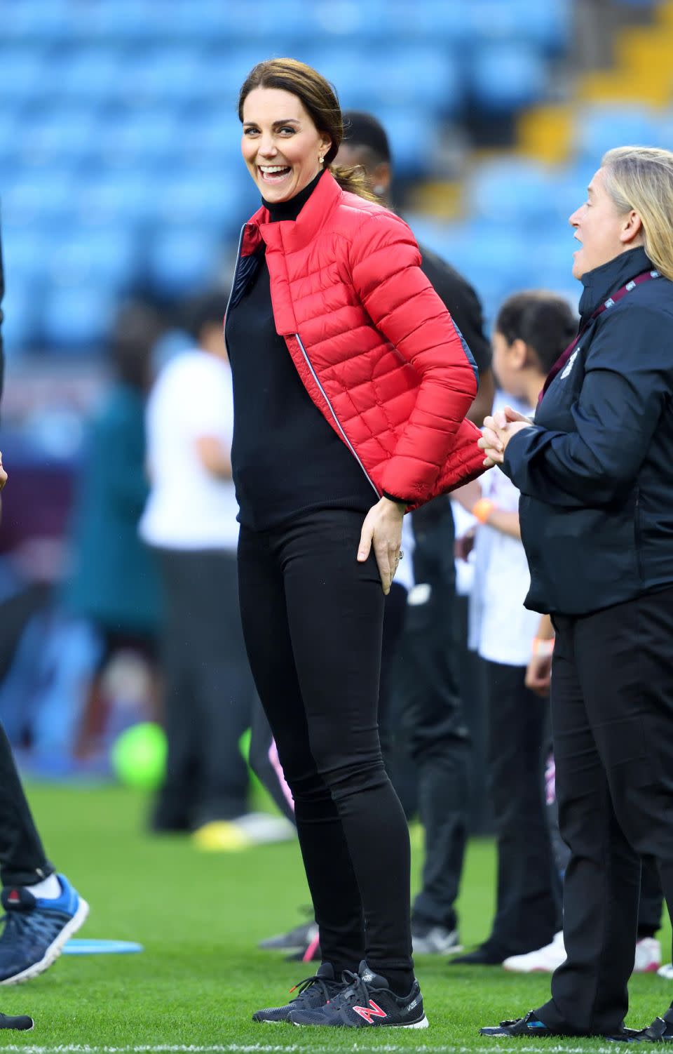 Another snap shows the pregnant Duchess howling laughing with her mouth wide open. Photo: Getty Images