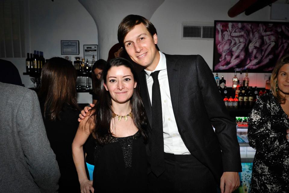 Elizabeth Spiers and Jared Kushner attend Observer Media Group Holiday Party at W.I.P. on December 14, 2011 in New York City.