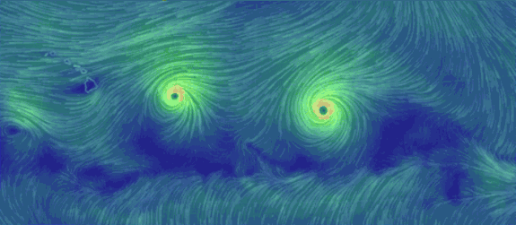 Hurricanes Madeline (left) and Lester (right).