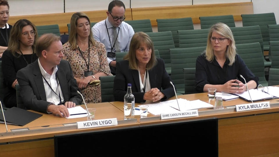 ITV’s chief executive Carolyn McCall answers MPs’ questions about the handling of the Phillip Schofield scandal.