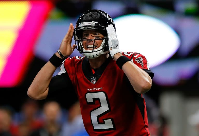 Matt Ryan of the Atlanta Falcons, seen in action against the Miami Dolphins, at Mercedes-Benz Stadium in Atlanta, Georgia, on October 15, 2017