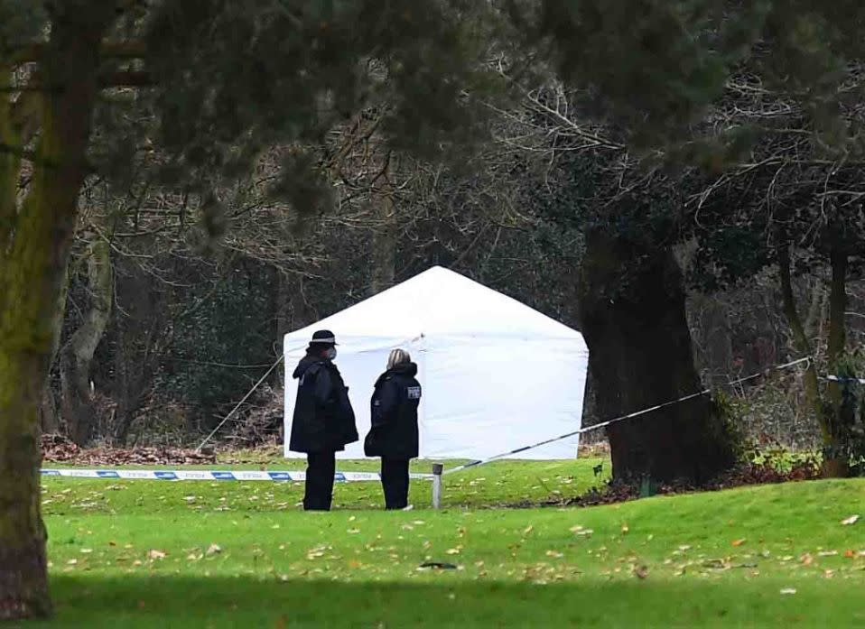 A forensic tent at Brackenwood Park and Golf Course. (Reach)