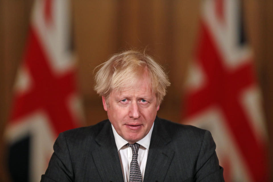 Prime Minister Boris Johnson speaking at a press conference in 10 Downing Street, London, following the tightening of England's Covid-19 tiers.