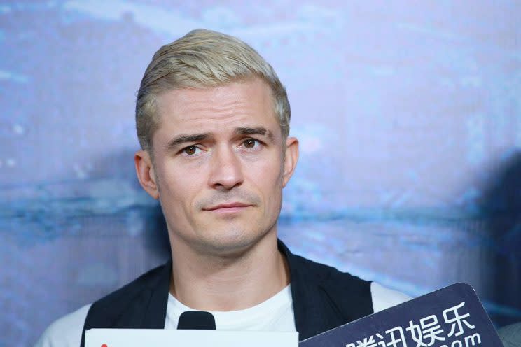 Orlando Bloom at a press conference in Shanghai