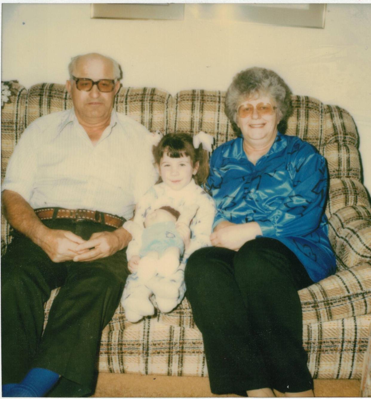 Tamara Schroeder with her Ukrainian grandparents as a child. 