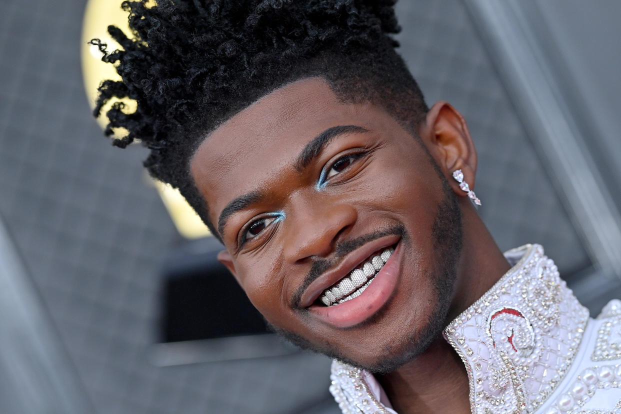 LAS VEGAS, NEVADA - APRIL 03: Lil Nas X attends the 64th Annual GRAMMY Awards at MGM Grand Garden Arena on April 03, 2022 in Las Vegas, Nevada. (Photo by Axelle/Bauer-Griffin/FilmMagic)