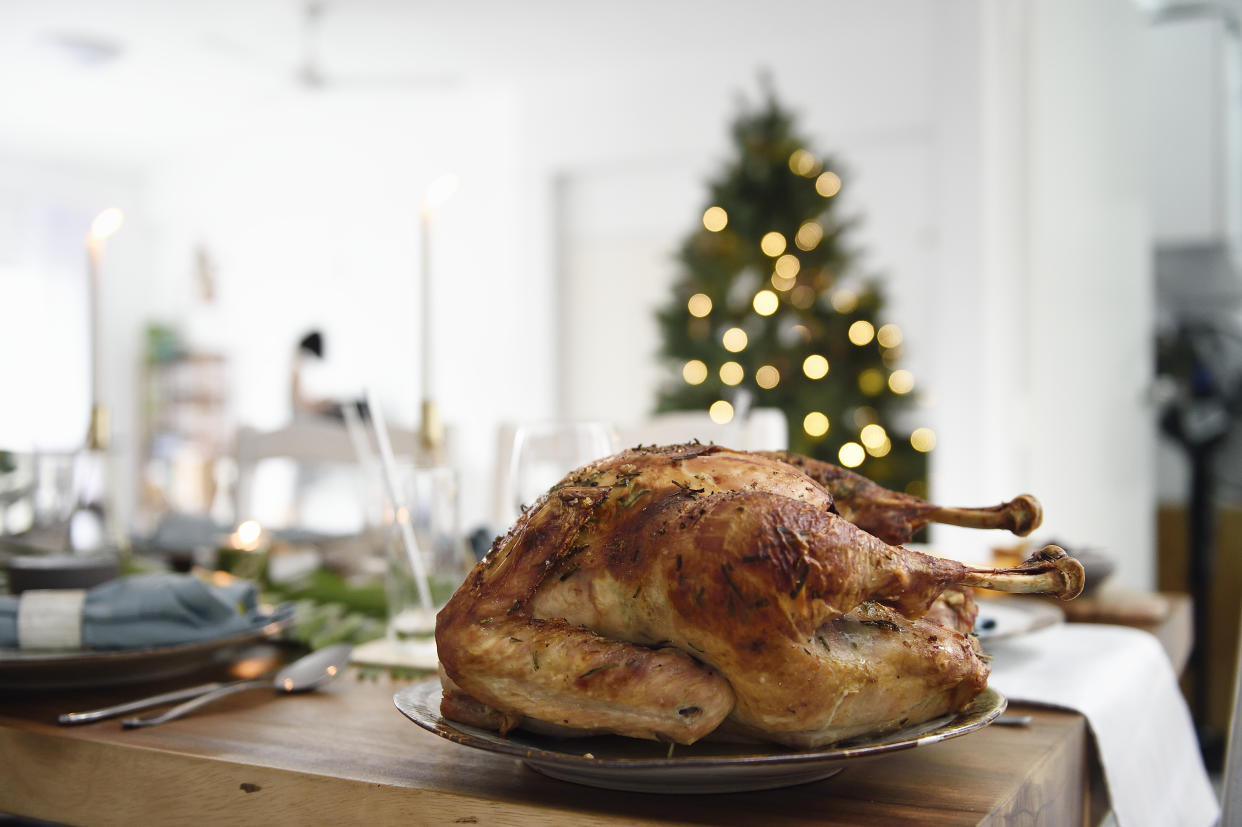 Roast turkey on a beautiful Christmas table