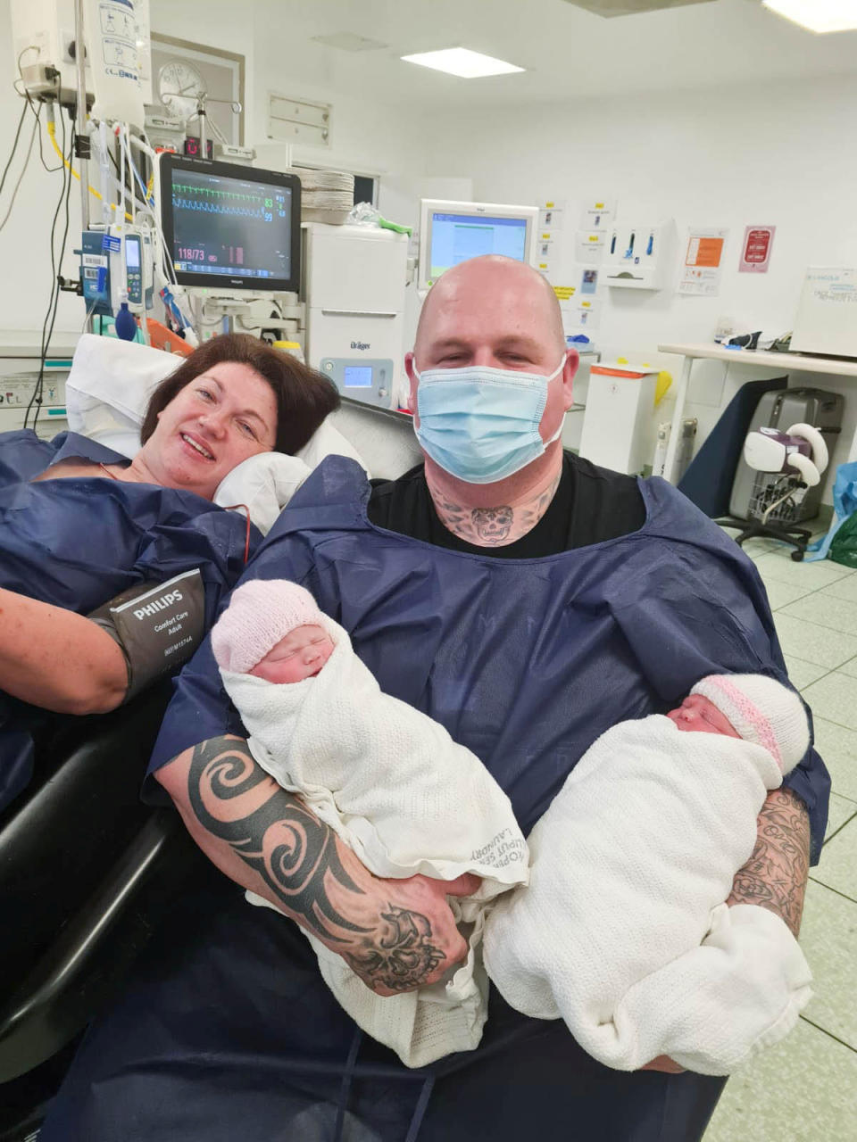 The family welcomed healthy twin girls this week. (SWNS)