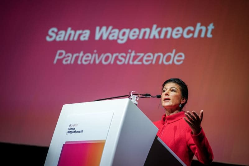 Sahra Wagenknecht, party chairwoman, speaks at the founding conference of the new Wagenknecht party, the "Sahra Wagenknecht Alliance - for Reason and Justice". The party was officially founded at the beginning of January with around 450 members. Kay Nietfeld/dpa