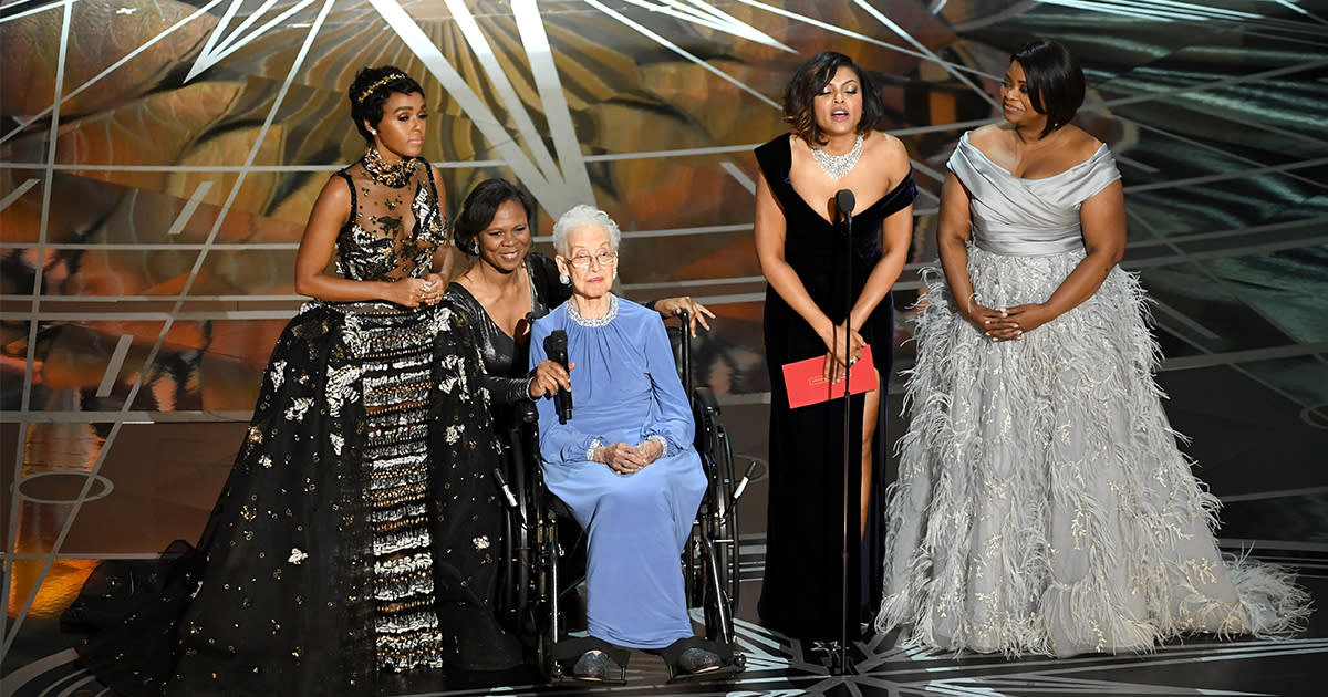 The cast of “Hidden Figures” brought the real Katherine Johnson on stage, and no you’re crying