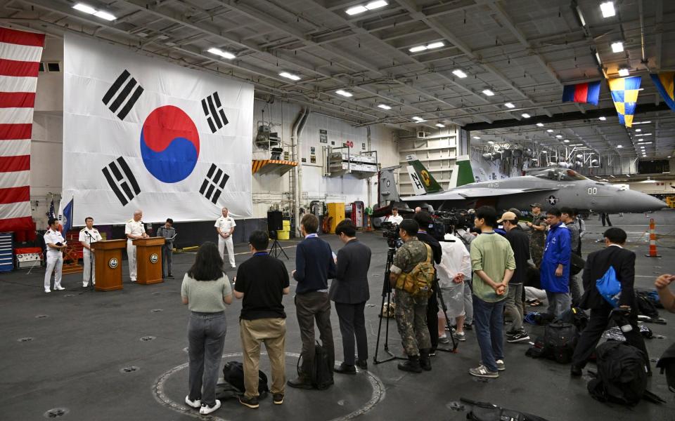 The USS Theodore Roosevelt will participate in joint exercises with South Korea and Japan