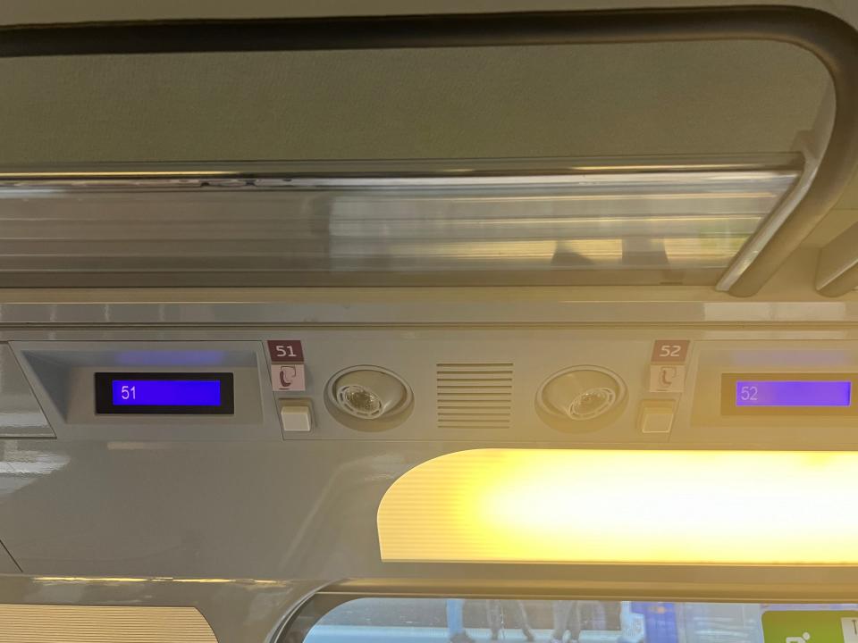 Seat numbers on a TGV Lyria