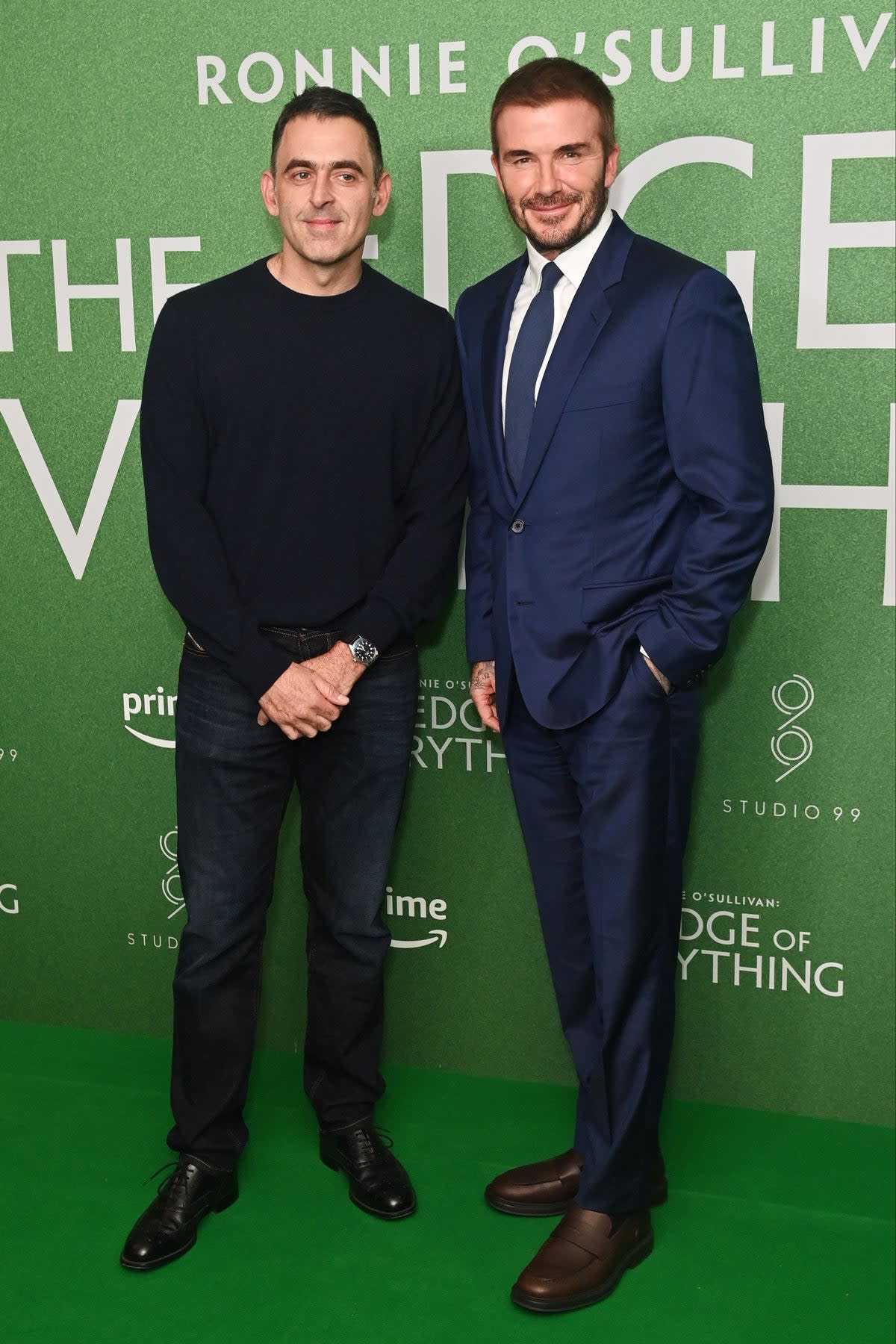 Ronnie O'Sullivan and David Beckham attend the UK Premiere of Ronnie O'Sullivan: The Edge Of Everything at Odeon Luxe West End on Wednesday evening  (Dave Benett)