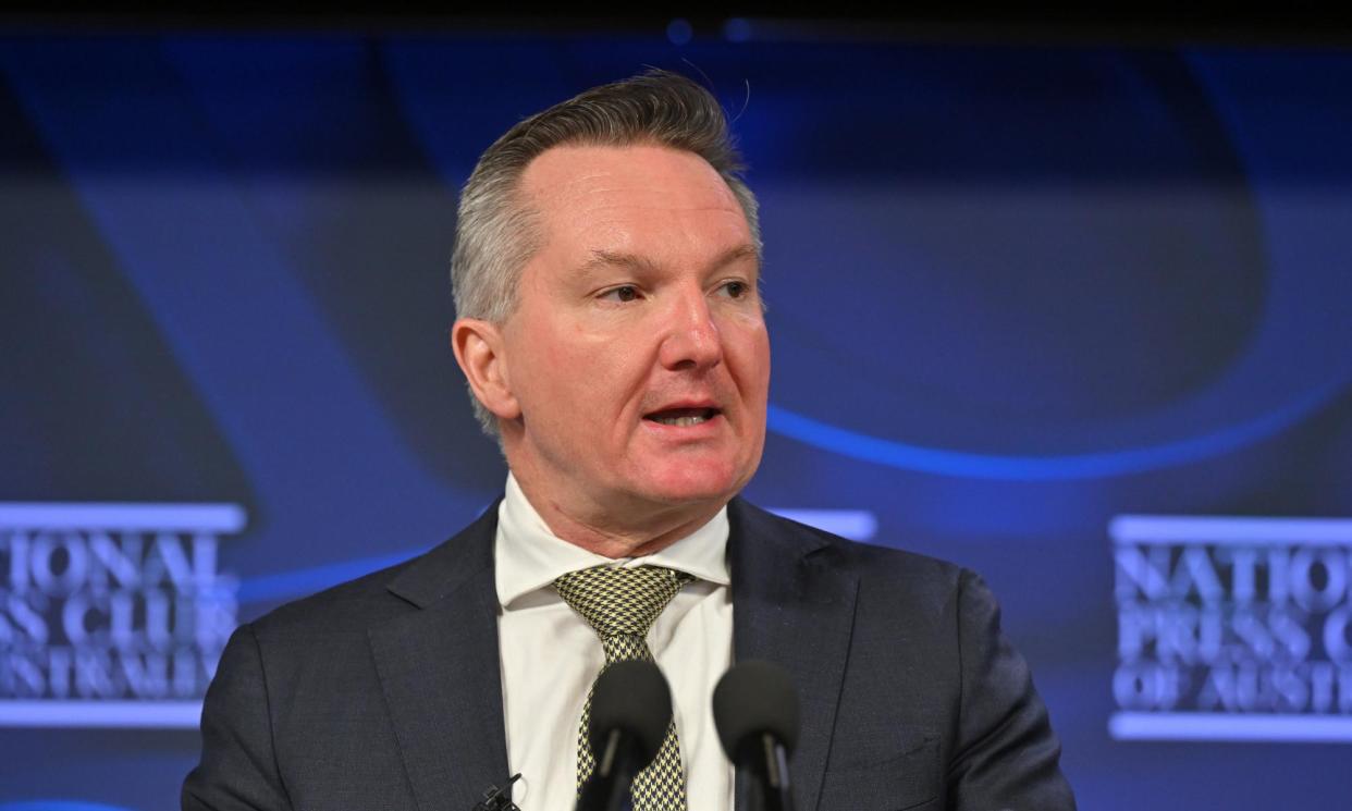 <span>The energy minister, Chris Bowen, told the National Press Club the Coalition’s nuclear energy plan was aimed at delaying action on climate change.</span><span>Photograph: Mick Tsikas/AAP</span>