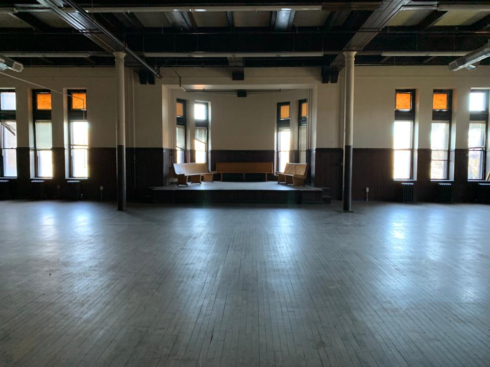 The ballroom in the empty Cranston Street Armory.