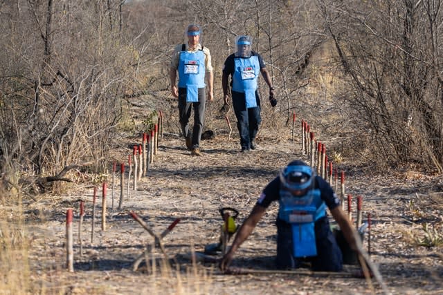 Harry saw the work of the Halo Trust for himself when last year he met staff clearing a minefield in Dirico, Angola. Dominic Lipinski/PA Wire