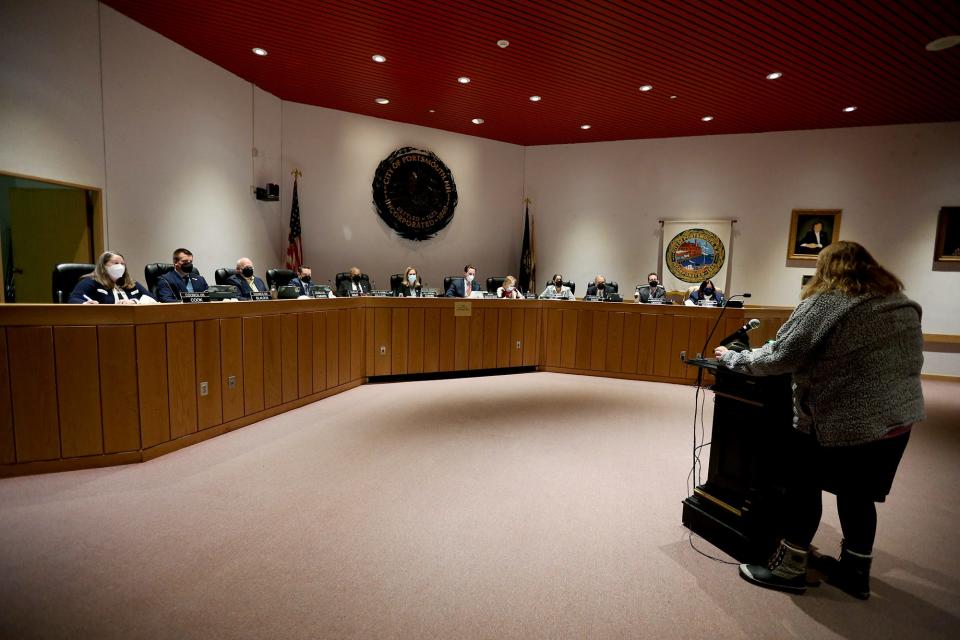 Public comment during the Portsmouth City Council meeting on Feb. 7, 2022 at Portsmouth City Hall.