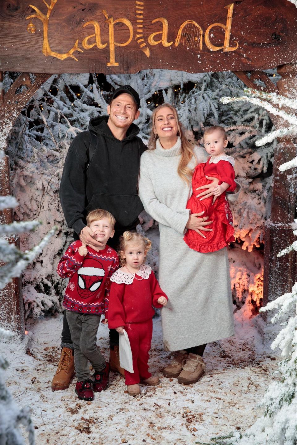 Joe Swash and Stacey Solomon took their youngest three children to see Father Christmas at LaplandUK (Getty Images)