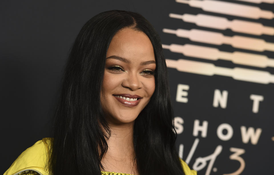 Musician and entrepreneur Rihanna attends an event for her lingerie line Savage X Fenty at the Westin Bonaventure Hotel in Los Angeles on on Aug. 28, 2021. The lingerie fashion show, “Savage X Fenty Show Vol. 3," will premiere Friday on Amazon Prime Video. (Photo by Jordan Strauss/Invision/AP)