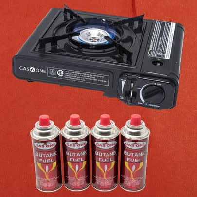 A portable gas-powered stove