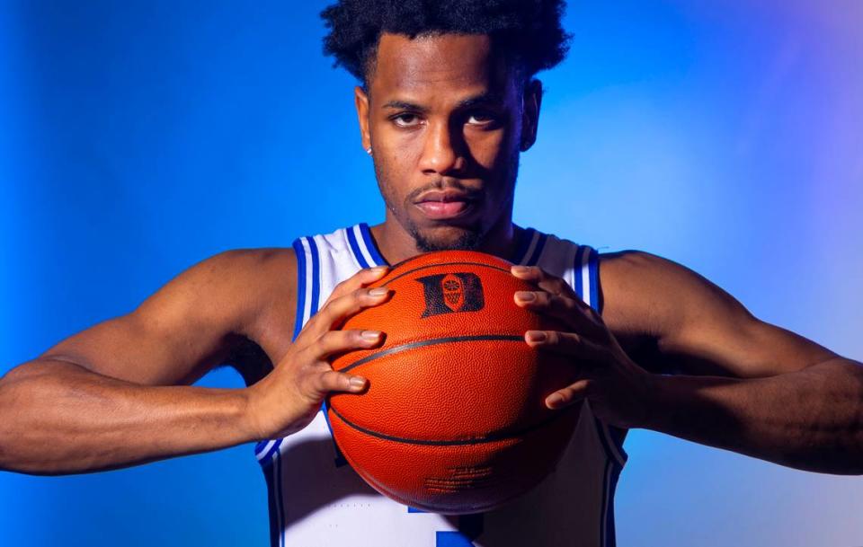 Duke’s Jeremy Roach poses at Cameron Indoor Stadium in Durham, N.C., Wednesday, March 6, 2024.