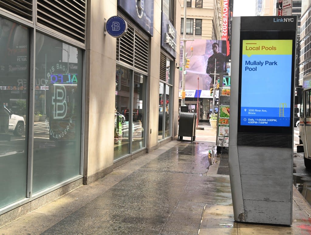 The planned partnership between the tech firm Intersection and LinkNYC was designed to allow TikTok’s “Out of Phone” service to screens on city cell-phone poles and at its Wi-Fi kiosks. Helayne Seidman