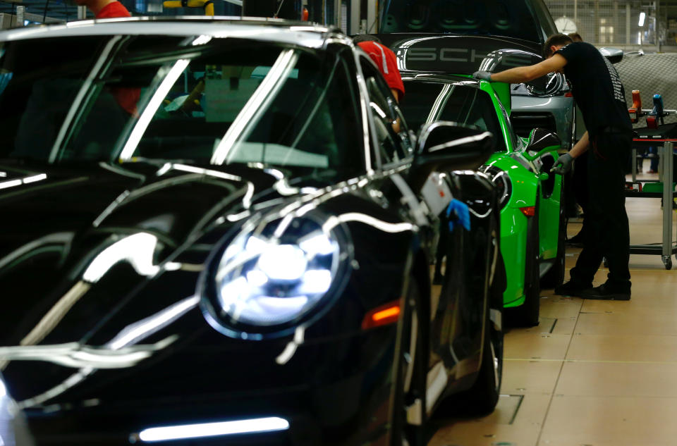 Employees at the Porsche factory in Stuttgart-Zuffenhausen, Germany. Photo: Reuters/Ralph Orlowski