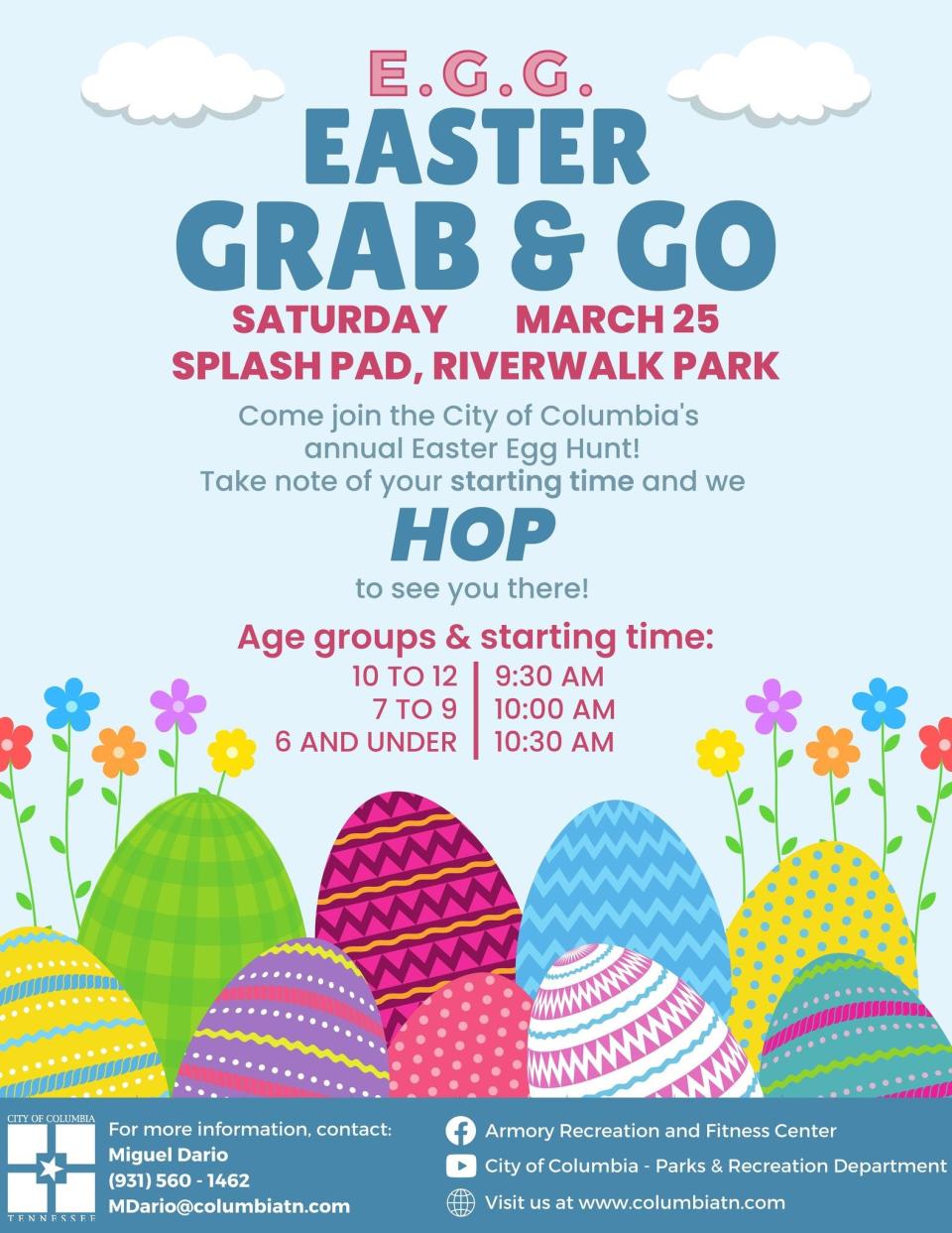Columbia will host its annual Easter Egg Hunt this weekend at Riverwalk Park as part of its Easter Grab & Go event.