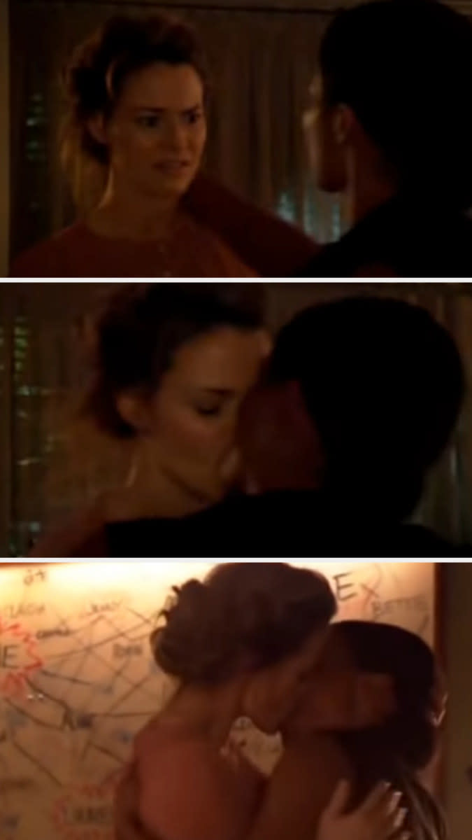 Alice and Tasha kiss passionately