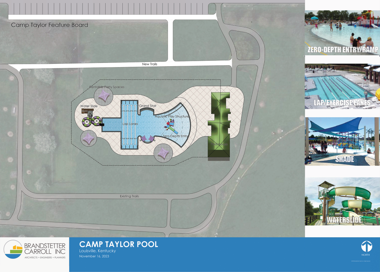 Rendering of the Camp Taylor pool which is under renovation and expected to open in 2025.