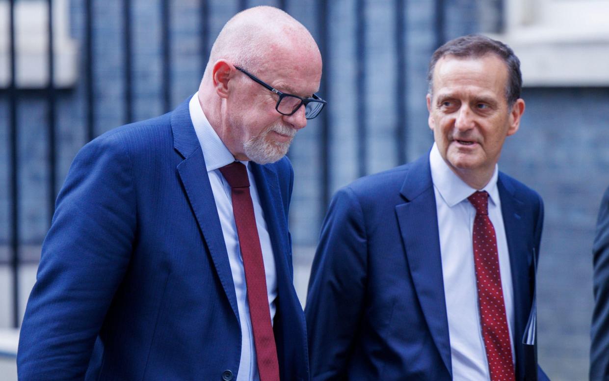 HM chief inspector of constabulary Andy Cooke (Left), director of public prosecutions Stephen Parkinson. arrive at 10 Downing street for a meeting with Prime Minister Keir Starmer following violence on the streets of Southport