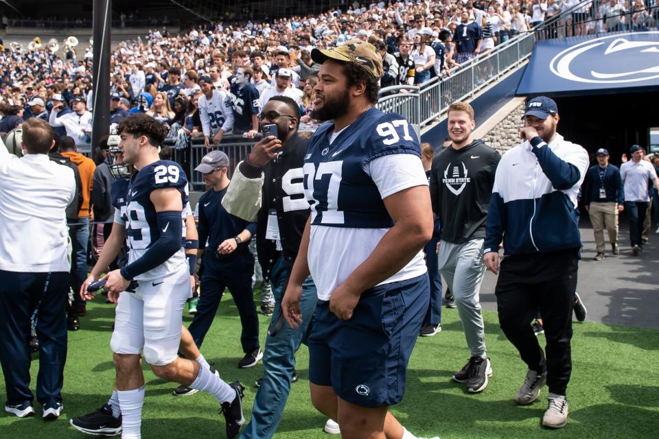 The recovery of team captain PJ Mustipher (97) will be key to Penn State's defense, the entire team. Will he be 100 percent during its all-important season opener at Purdue?