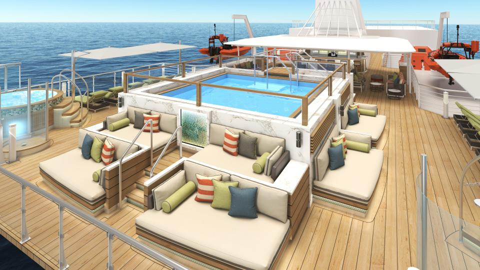 The ship will have a heated outdoor swimming pool.