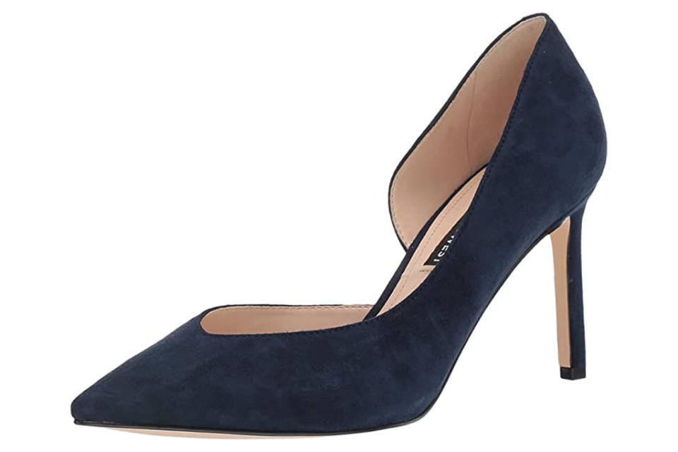 nine west, navy pumps