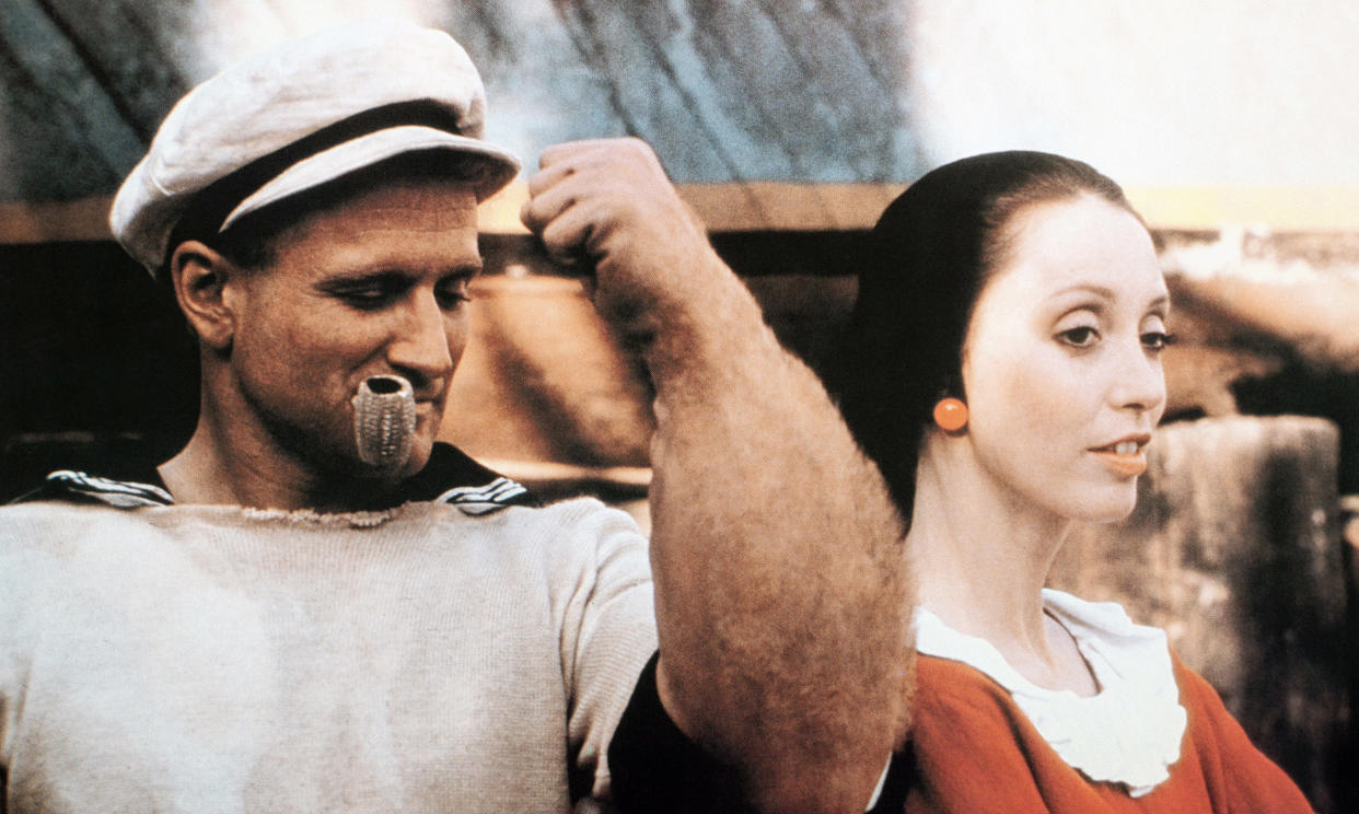 Robin Williams and Shelley Duvall in Popeye.