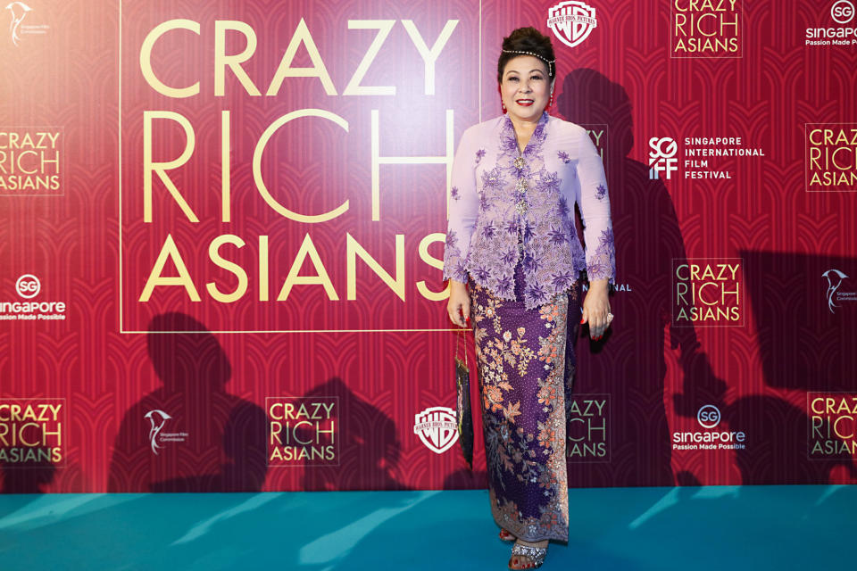 <p>Singaporean actress Koh Chieng Mun poses for photographers at the Singapore premiere of ‘Crazy Rich Asians’ on 21 August 2018. (PHOTO: Yahoo Lifestyle Singapore) </p>