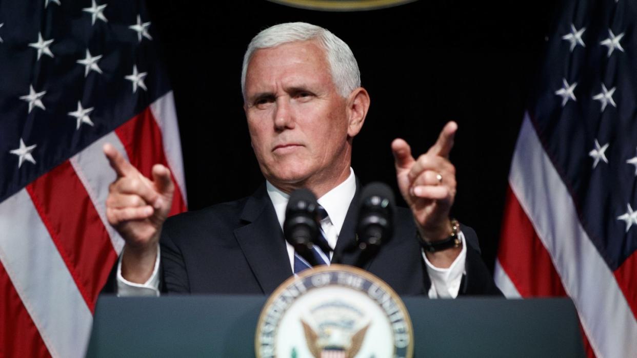 US-Vizepräsident Mike Pence bei der Vorstellung der Pläne für eine «Space Force» im Pentagon. Foto: Evan Vucci/AP