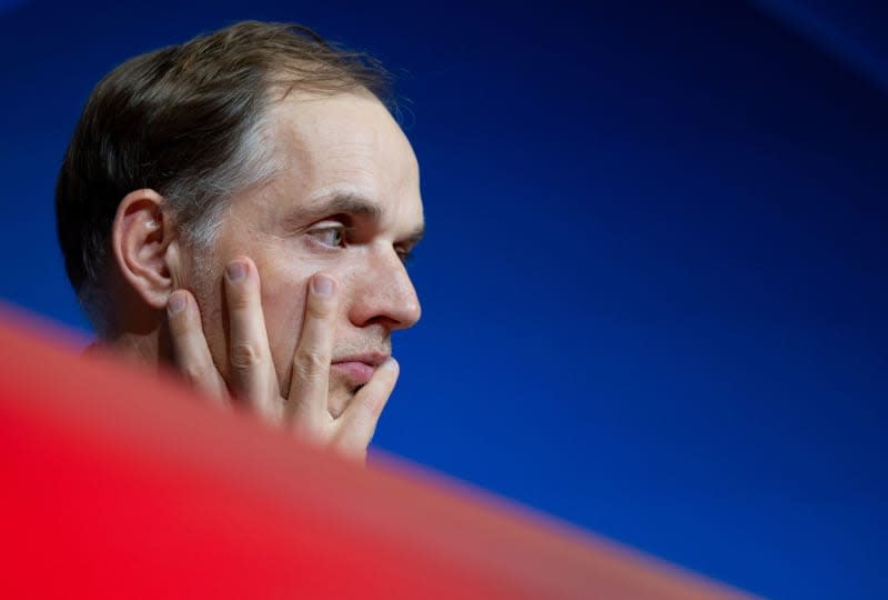 Bayern Munich head coach Thomas Tuchel takes part in a press conference after the UEFA Champions League semi-final first leg soccer match between Bayern Munich and Real Madrid at Allianz Arena. Sven Hoppe/dpa