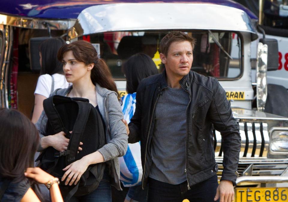 This film image released by Universal Pictures shows Rachel Weisz as Dr. Marta Shearing, left, and Jeremy Renner as Aaron Cross in a scene from "The Bourne Legacy." (AP Photo/Universal Pictures, Mary Cybulski)