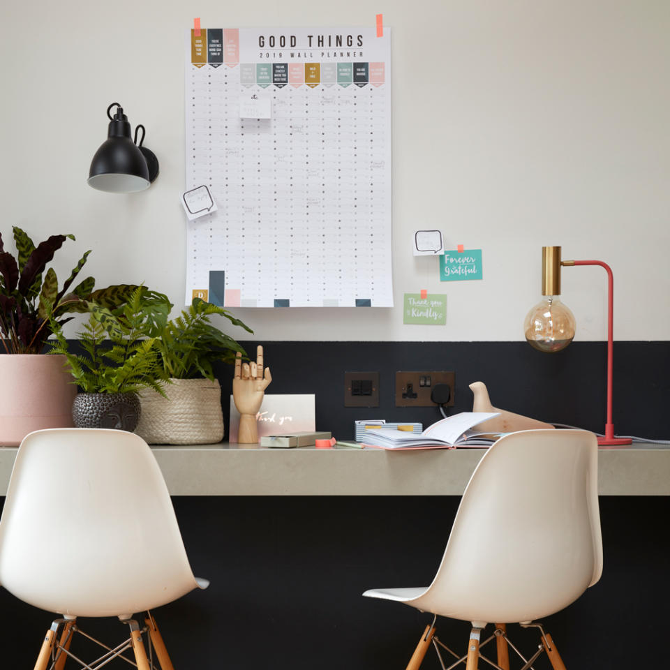 Soften the look of a functional home office