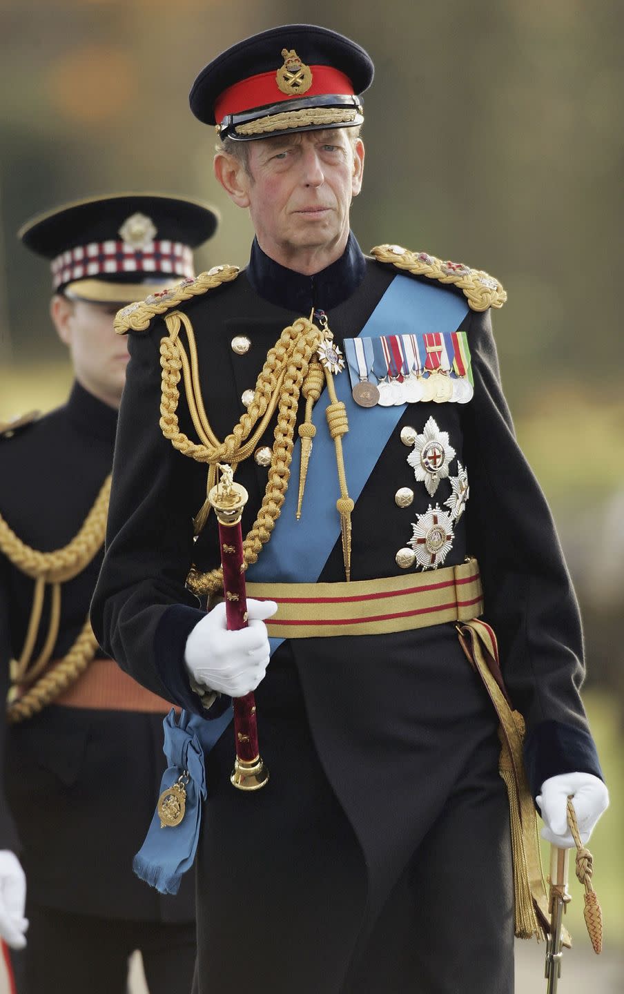 <p>Prince Edward pictured at the Sovereign's Parade at the Royal Military Academy. Like other members of the royal family (including Prince William, Prince Harry, and Edward's younger brother Prince Michael of Kent), he, too, graduated from Sandhurst. The Duke of Kent served in the Royal Scots Greys.</p>