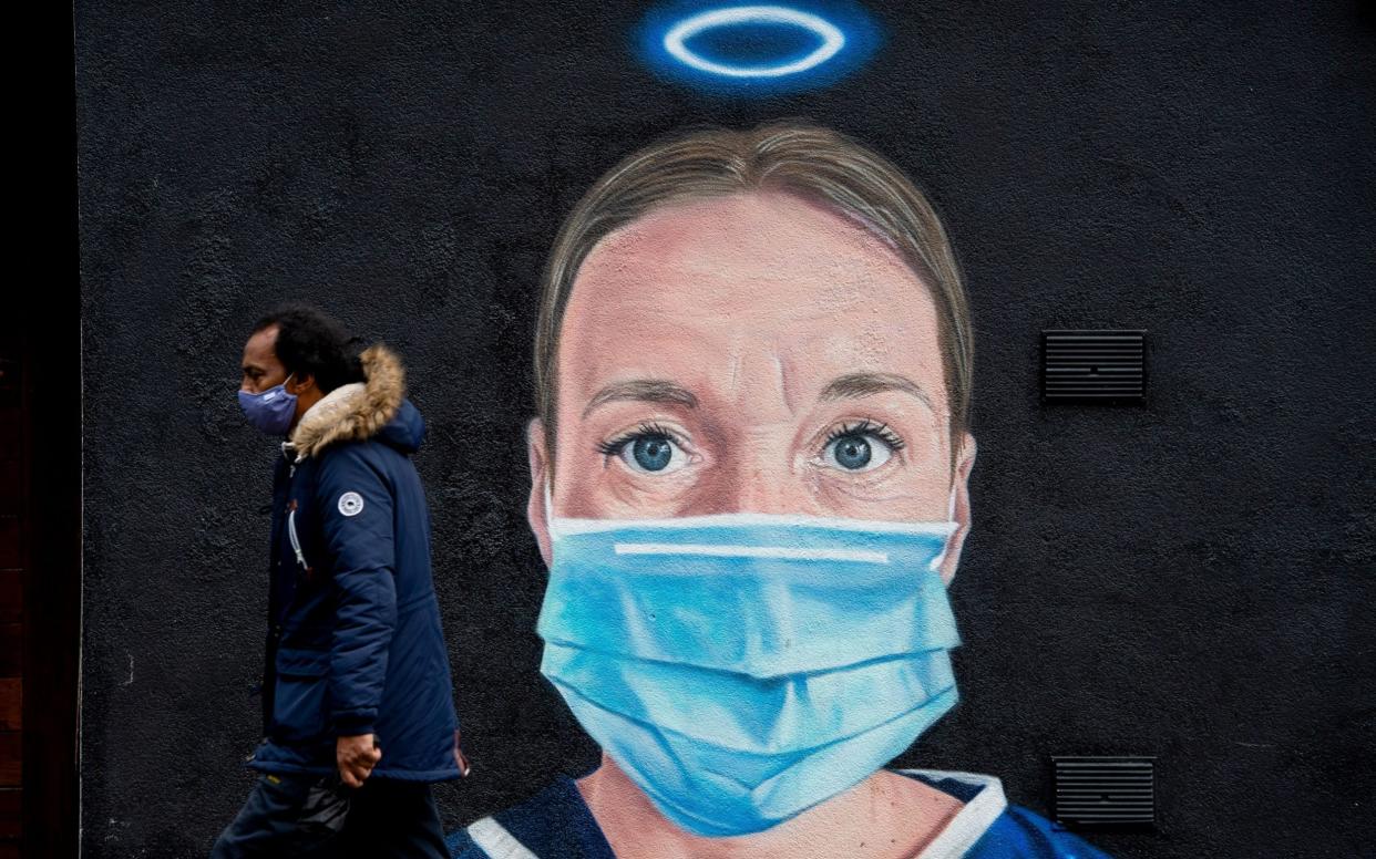 A mural depicting NHS nurse Debra Williams in Manchester -  PETER POWELL/EPA-EFE/Shutterstock