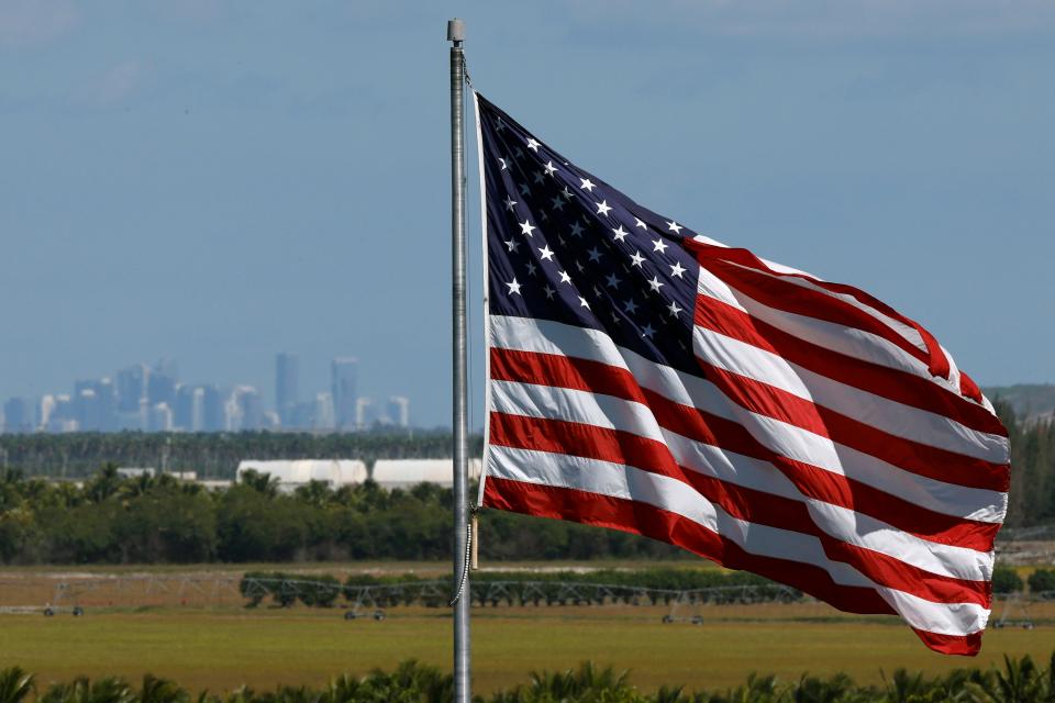 A general view of the American flag.