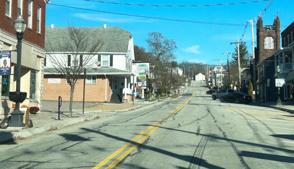 The town of Meyersdale will celebrate its Sesquicentennial next year. Plans are being made for several events. Main Street is shown leading up the hill to the Great Allegheny Passage.