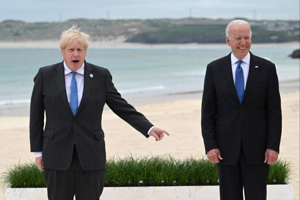 Former PM Boris Johnson with US leader Joe Biden (POOL/AFP via Getty Images)