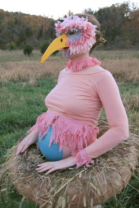 <p>Being a protective mama bird is only natural, so this costume, where your belly is disguised as an egg, is especially adorable. Have your partner feed you little gummy worms when you're hungry. </p><p><em><a href="http://www.costume-works.com/mama_bird_sitting_on_egg-2.html" rel="nofollow noopener" target="_blank" data-ylk="slk:See more on Costume Works »;elm:context_link;itc:0;sec:content-canvas" class="link ">See more on Costume Works »</a></em><br></p>