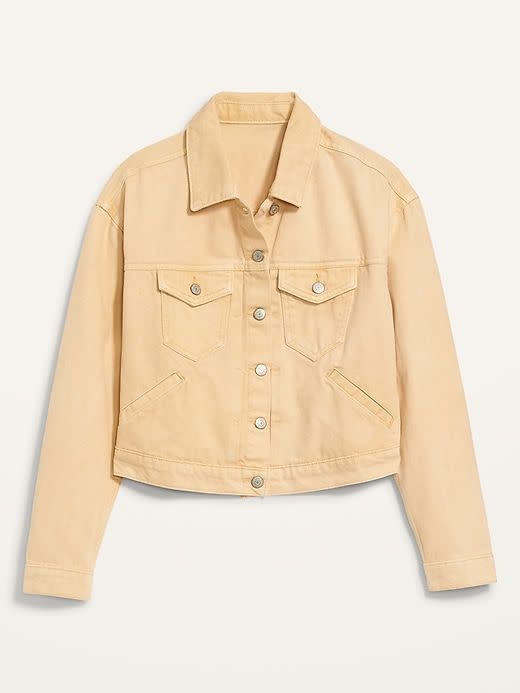 15) Cropped Pop-Color Jean Jacket