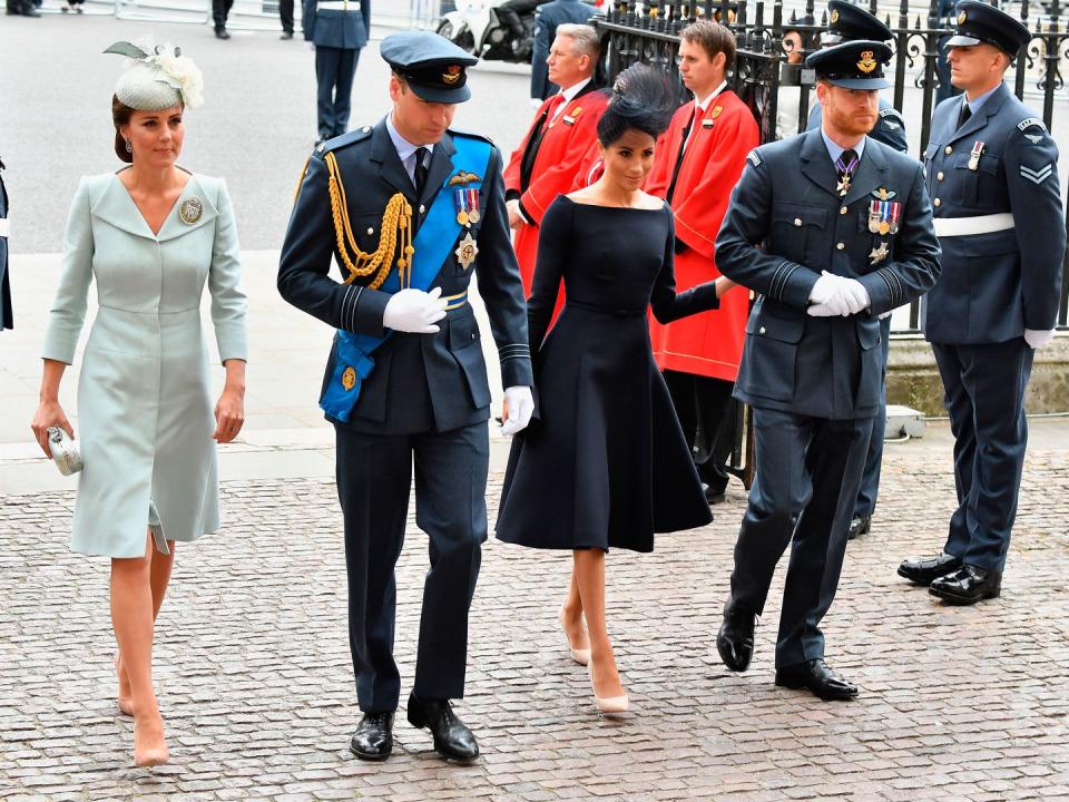 <p>The Duke and Duchess of Cambridge arrived together with the Duke and Duchess of Sussex ahead of the service.</p>